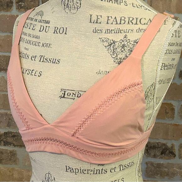 Pilyq pink stitched Ellie banded triangle bikini top sz large - Picture 3 of 9